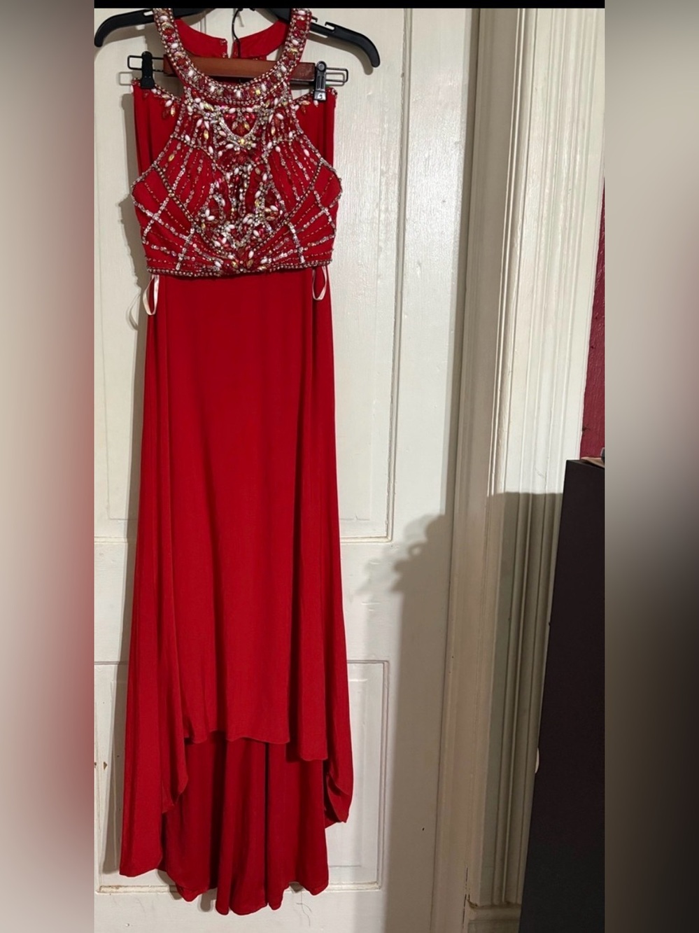 Alyce Paris Beaded Red Halter 2 pc Prom Gown, size: 2